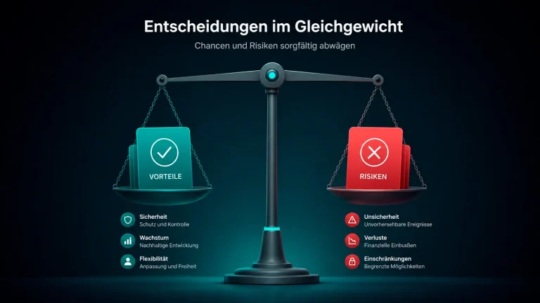 Waage mit Paysafecard-Vorteilen auf der einen und Nachteilen auf der anderen Seite als Infografik-Stil